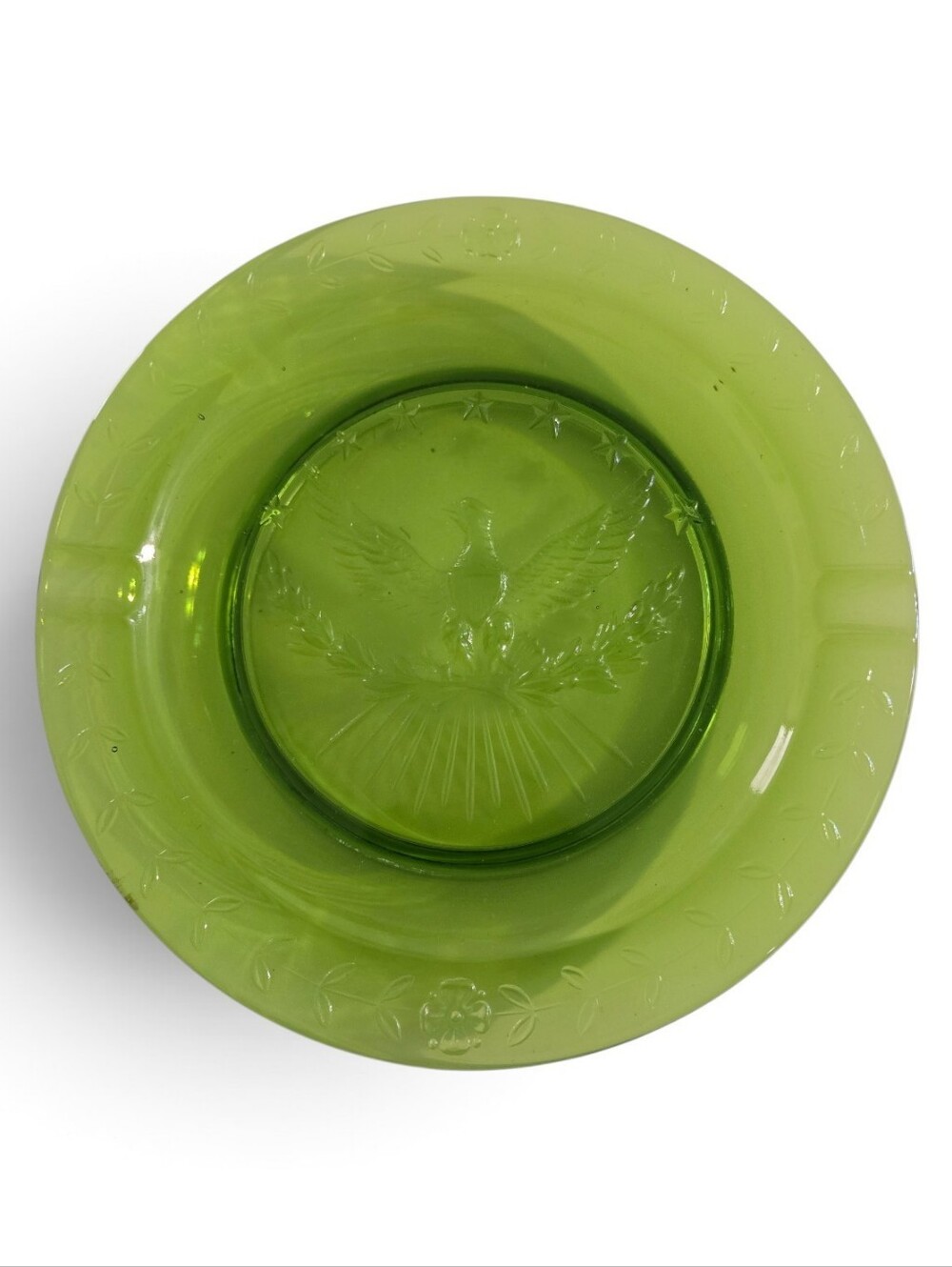 Vintage L.E. Smith Green Glass Ashtray